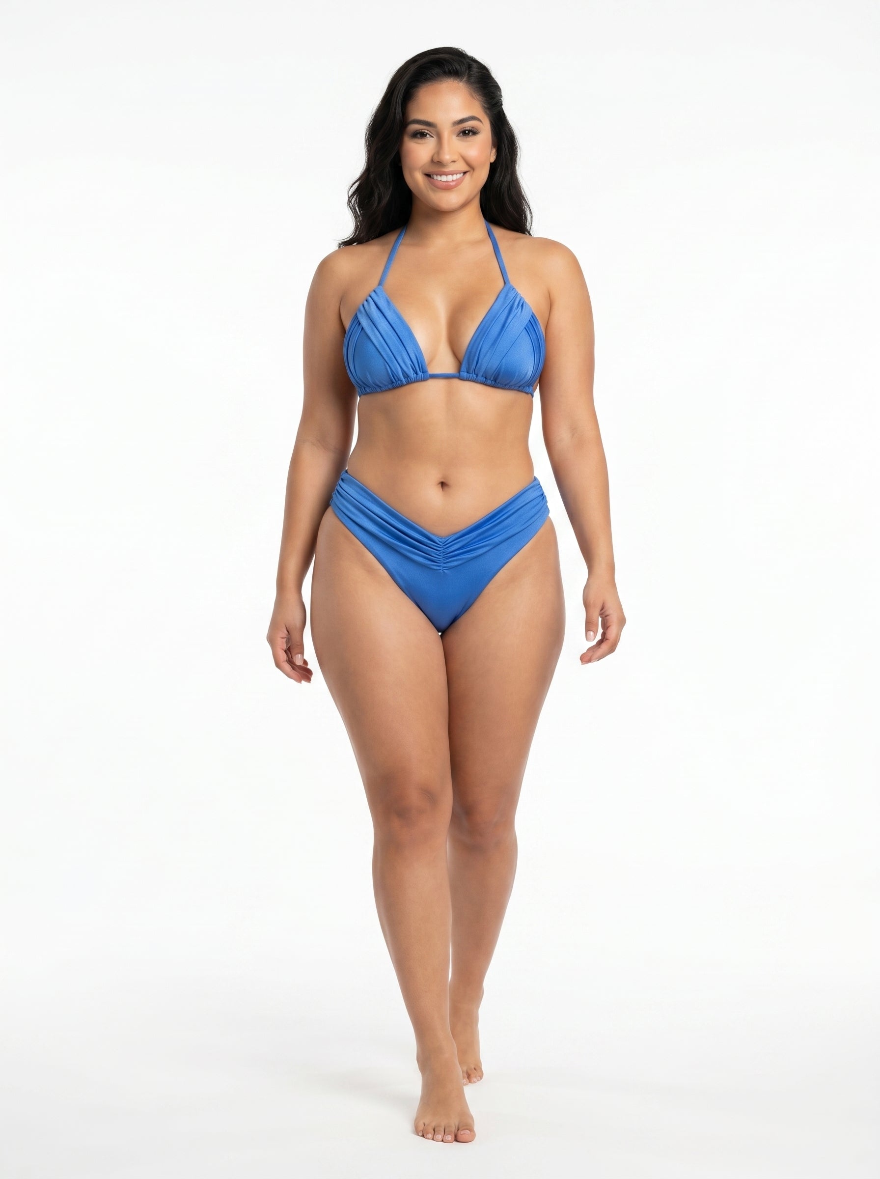 Azure Pleat Strappy Bikini Set – Bamboo Brazil